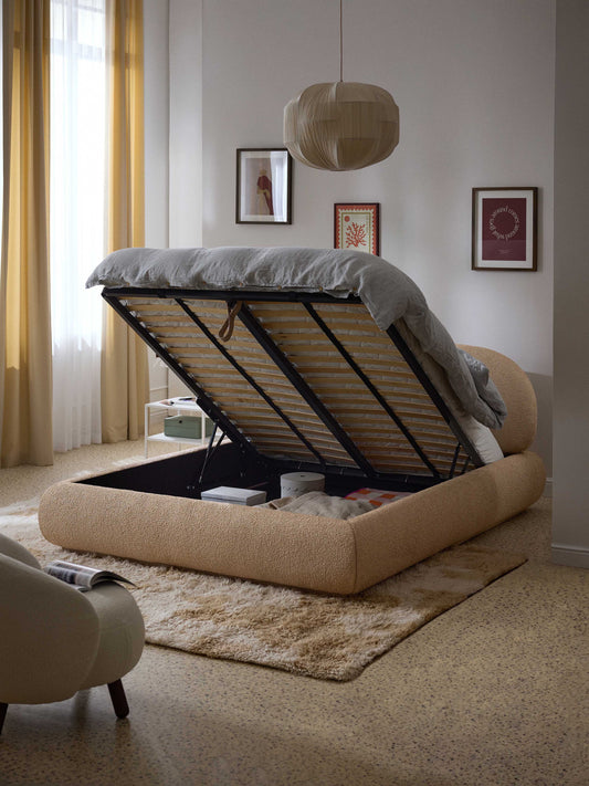 Albrizza Bouclé Upholstered Bed with Storage