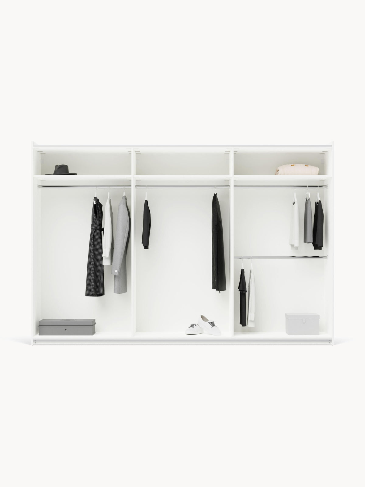 Charmelli Modular Sliding-Door Wardrobe, 300 cm Wide, in Various Sizes