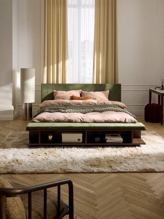 Clarveld Wooden Bed Frame with Bench and Side Shelves