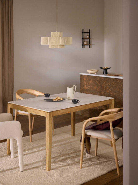 Jacarosi Dining Table with Marble-Look Tabletop, in Various Sizes