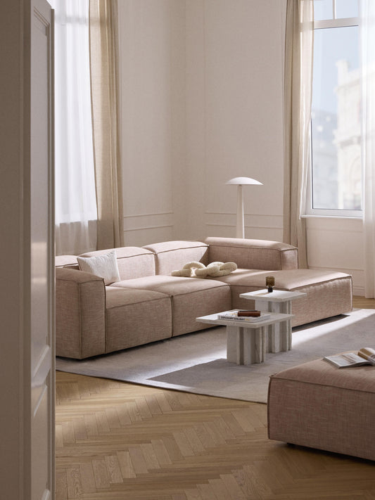 Lenfaro Modular Linen Blend Corner Sofa, 4-Seater