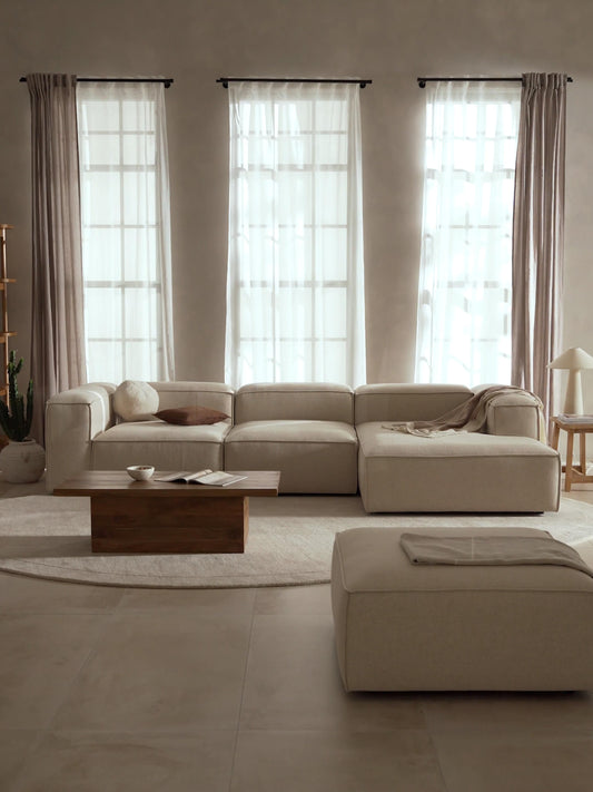 Lenfaro Modular Linen Blend Corner Sofa, 4-Seater