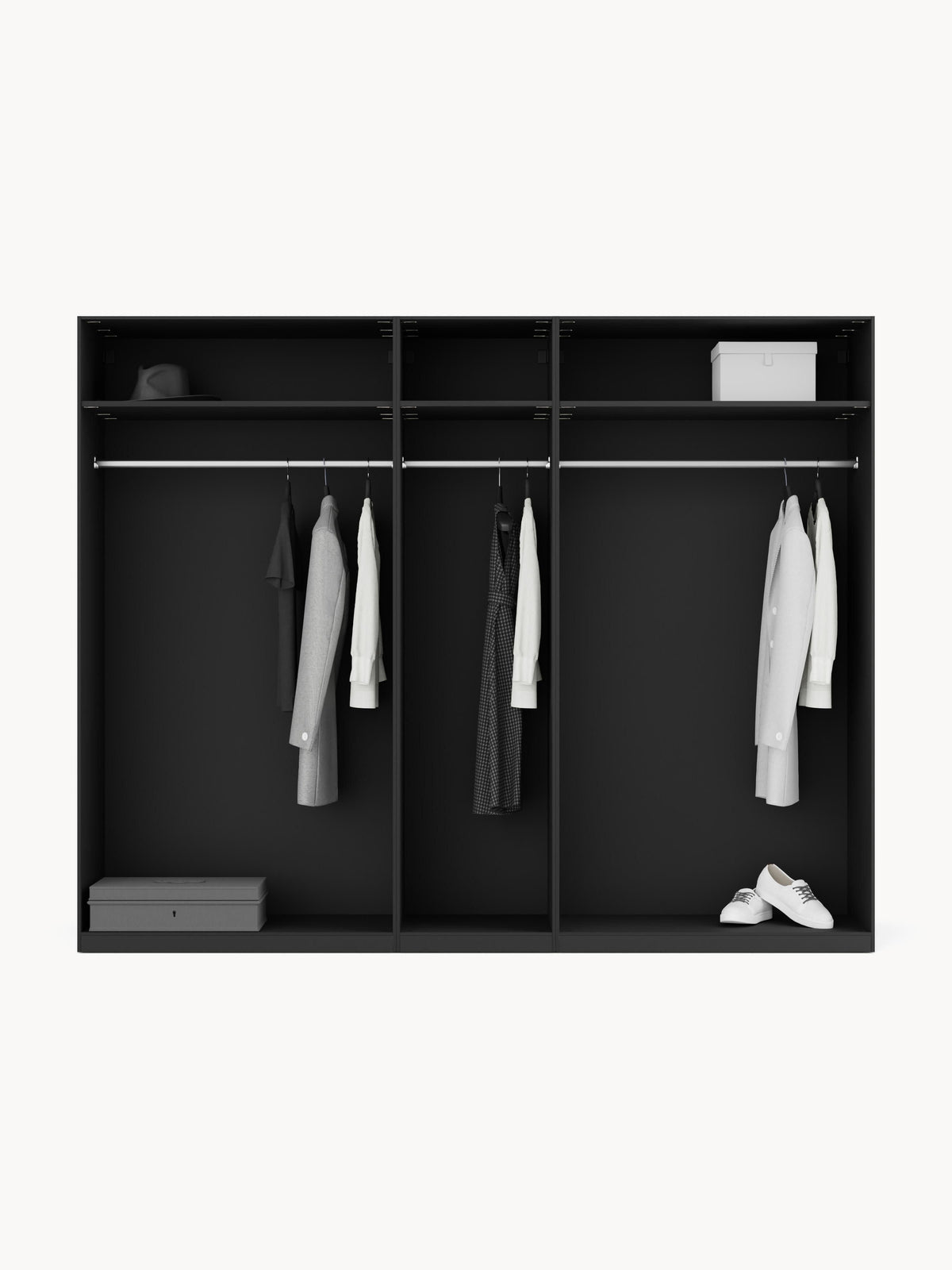 Leonzari Modular Hinged-Door Wardrobe, 250 cm Wide, in Various Sizes