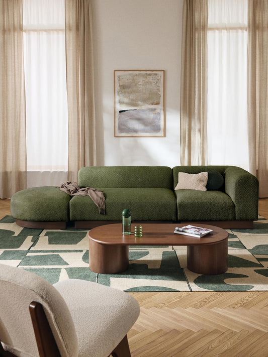 Natolino Modular Ottoman in Teddy Bouclé with Stool (Left/Right)