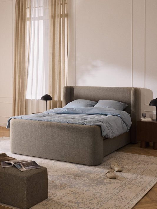 Perlondo Box Spring Bed in Bouclé