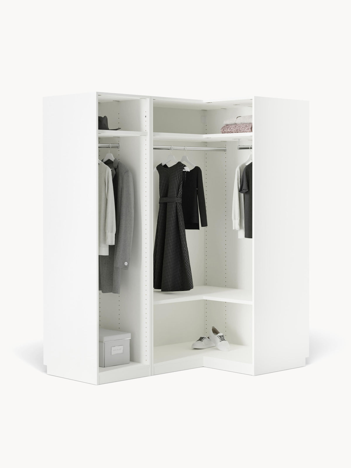 Simberto Modular Corner Wardrobe, 165 cm Wide, in Various Sizes