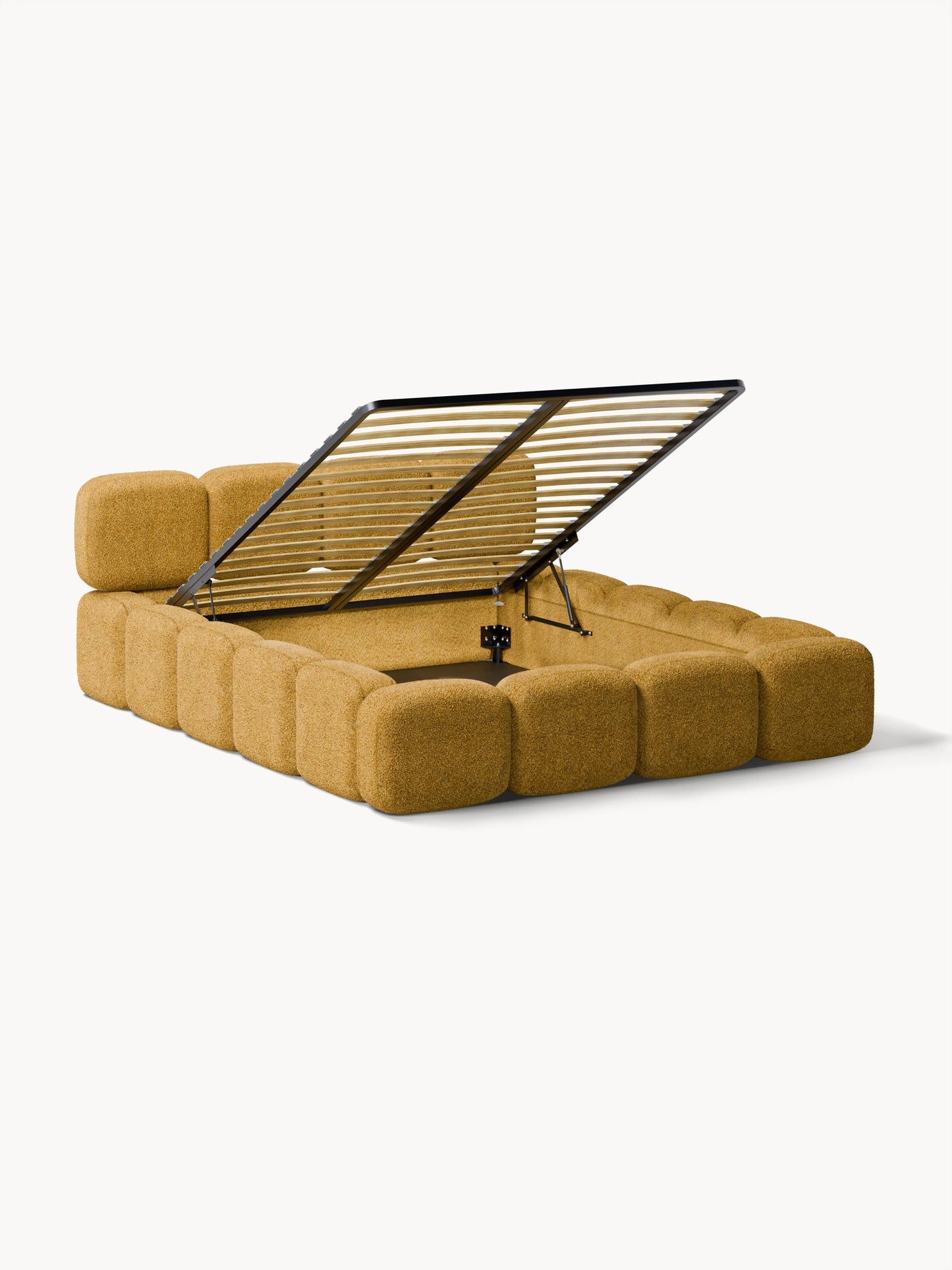 Taymonde Upholstered Bed in Teddy Bouclé with Storage