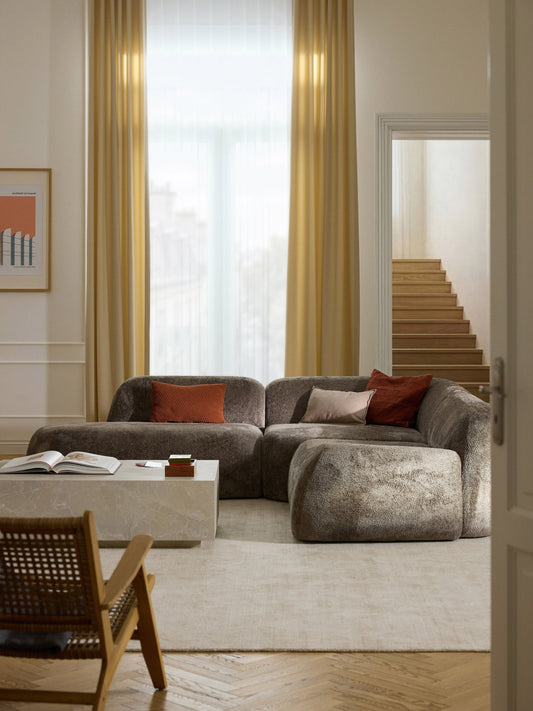 Wolquende Modular Teddy Bouclé Corner Sofa (4-Seater) with Chaise Longue