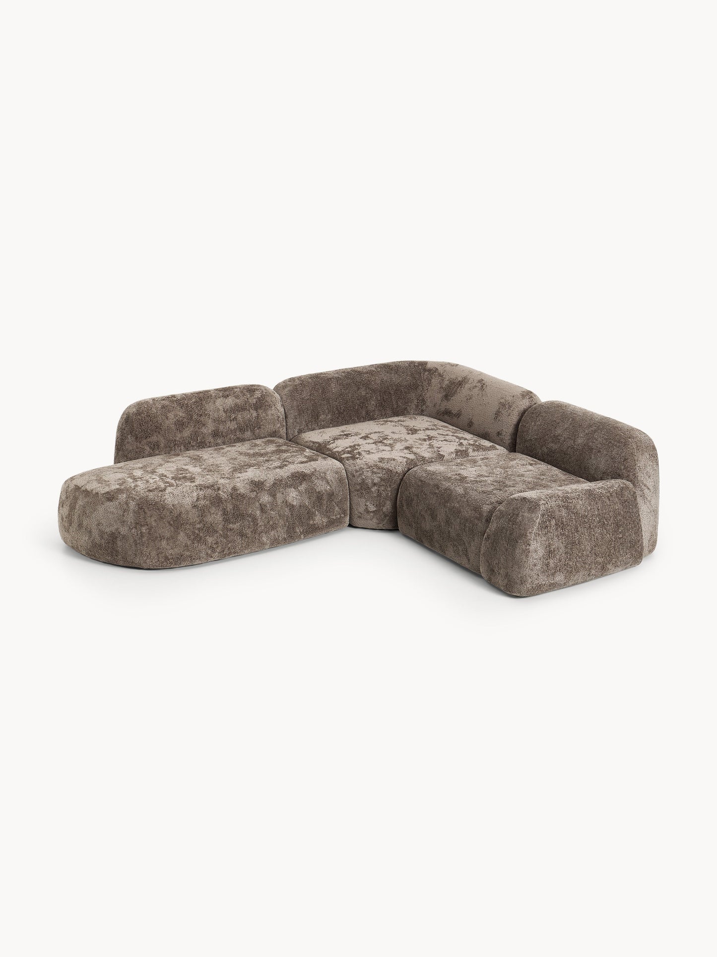 Wolquende Modular Teddy Bouclé Corner Sofa (4-Seater) with Chaise Longue