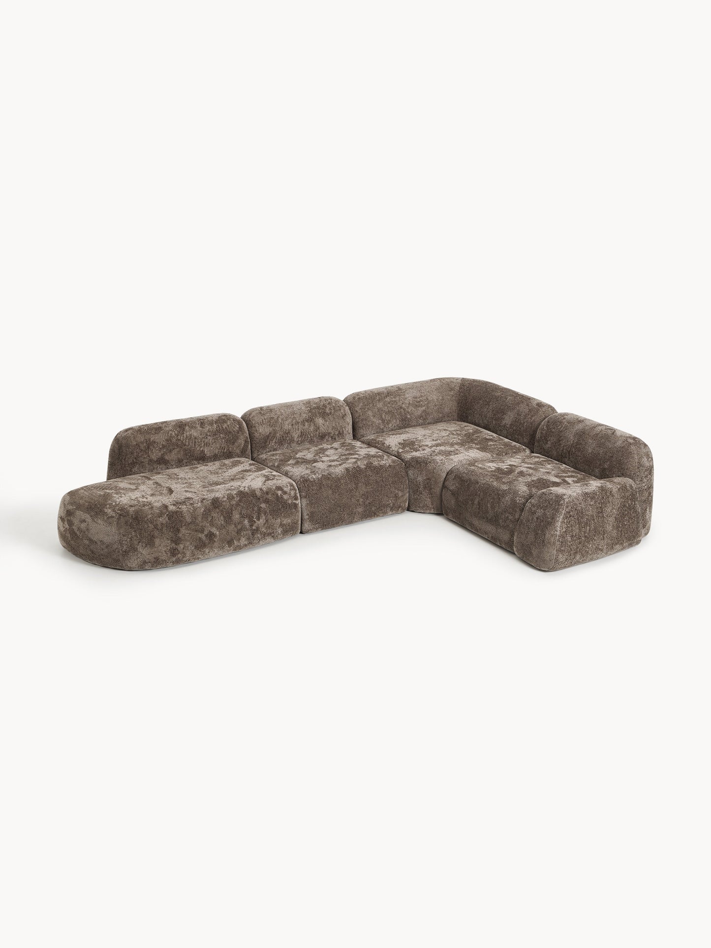 Wolquende XL Modular Corner Sofa in Teddy Bouclé with Chaise Longue