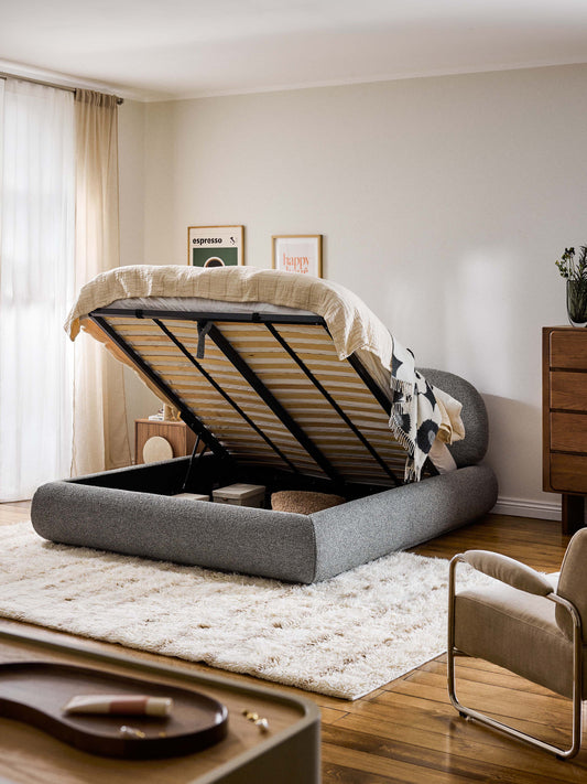 Albrizza Bouclé Upholstered Bed with Storage