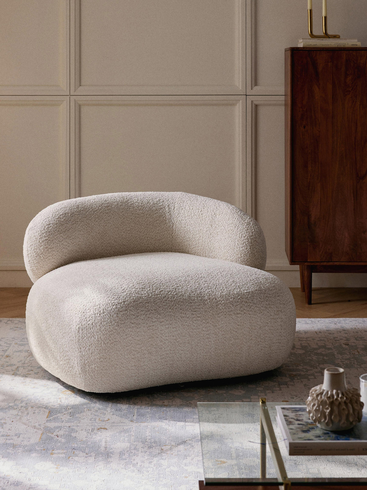 Albrizza Lounge Chair in Teddy Bouclé
