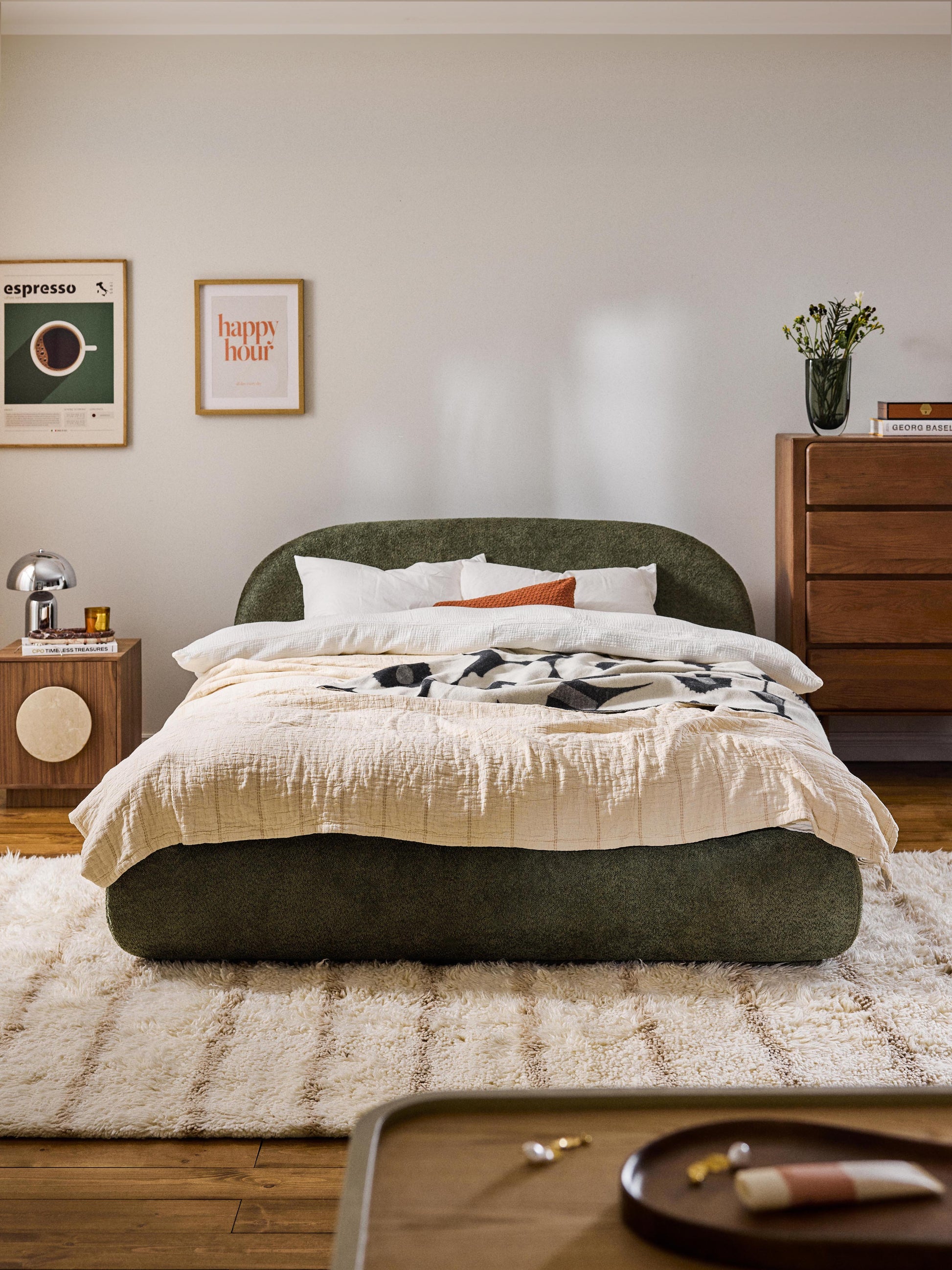 Albrizza Teddy Bouclé Upholstered Bed