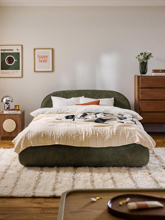 Albrizza Teddy Bouclé Upholstered Bed