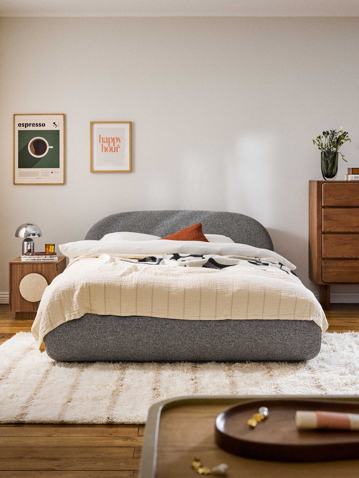 Albrizza Upholstered Bouclé Bed