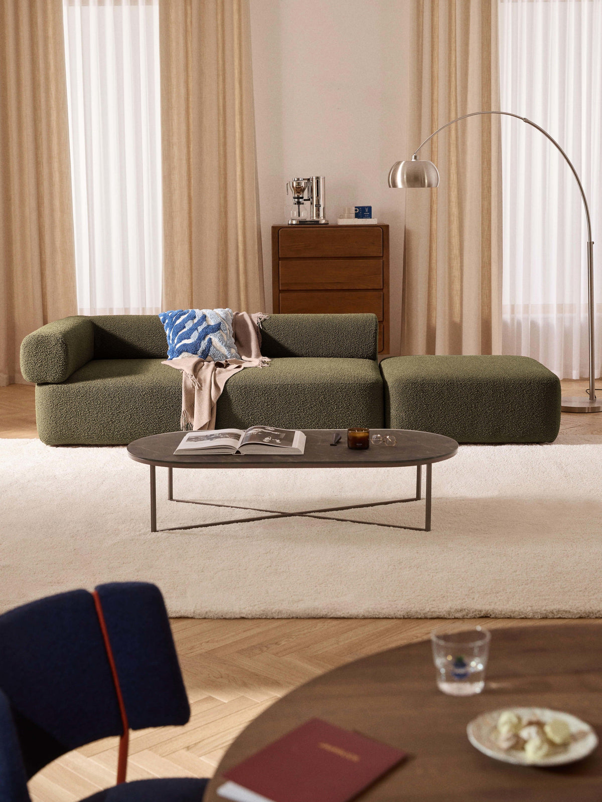 Antelmi Modular Ottoman in Bouclé