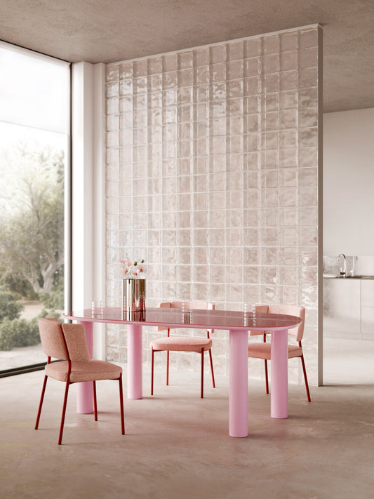 Benzario Organic Glass-Top Dining Table, 200 x 110 cm