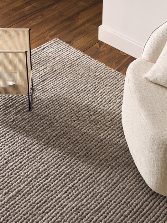 Brunetto Handmade Wool Rug with Braided Texture