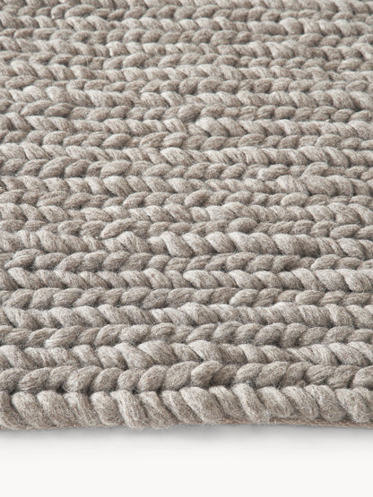 Brunetto Handmade Wool Rug with Braided Texture