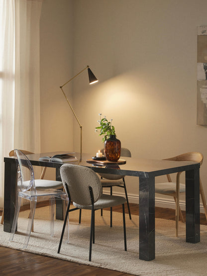 Carlombo Dining Table, Marble Look, 180 x 90 cm