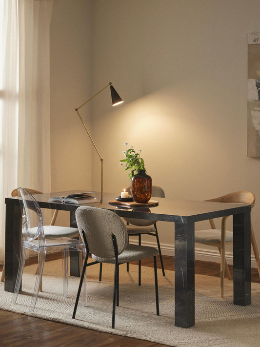 Carlombo Dining Table, Marble Look, 180 x 90 cm