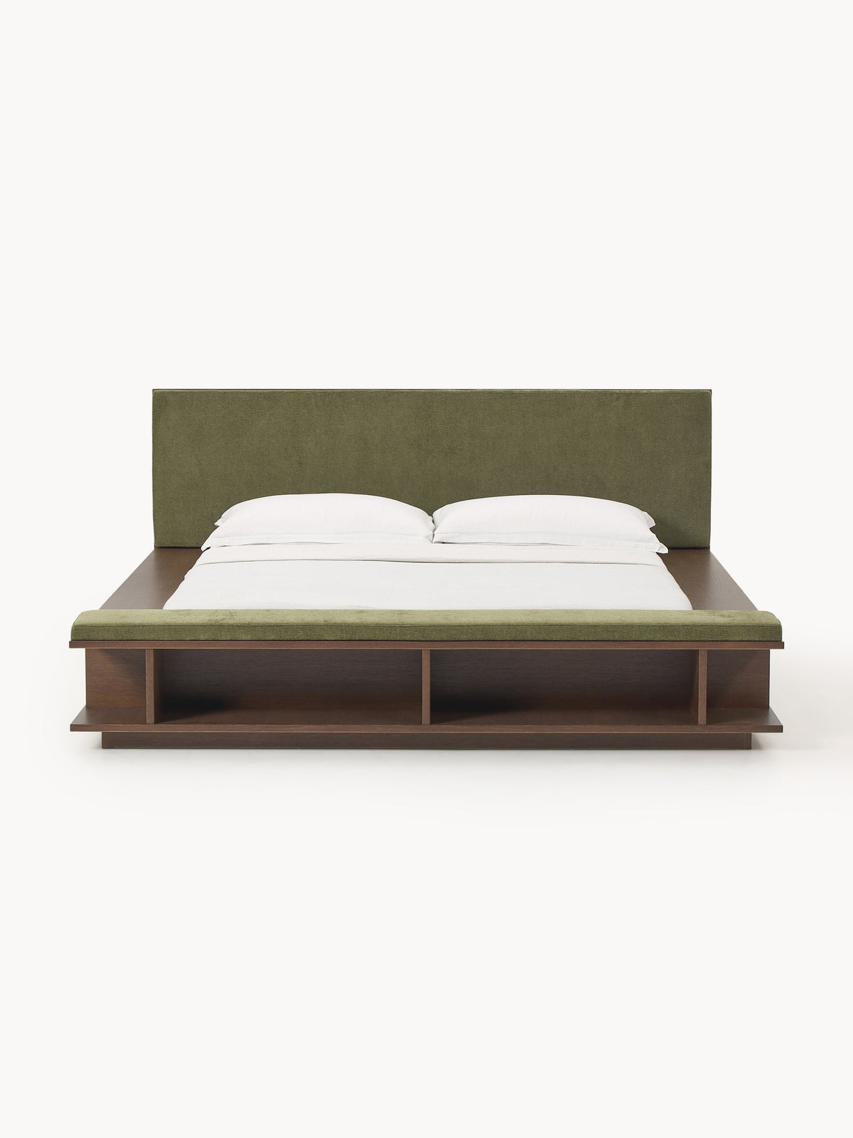 Clarveld Wooden Bed Frame with Bench and Side Shelves