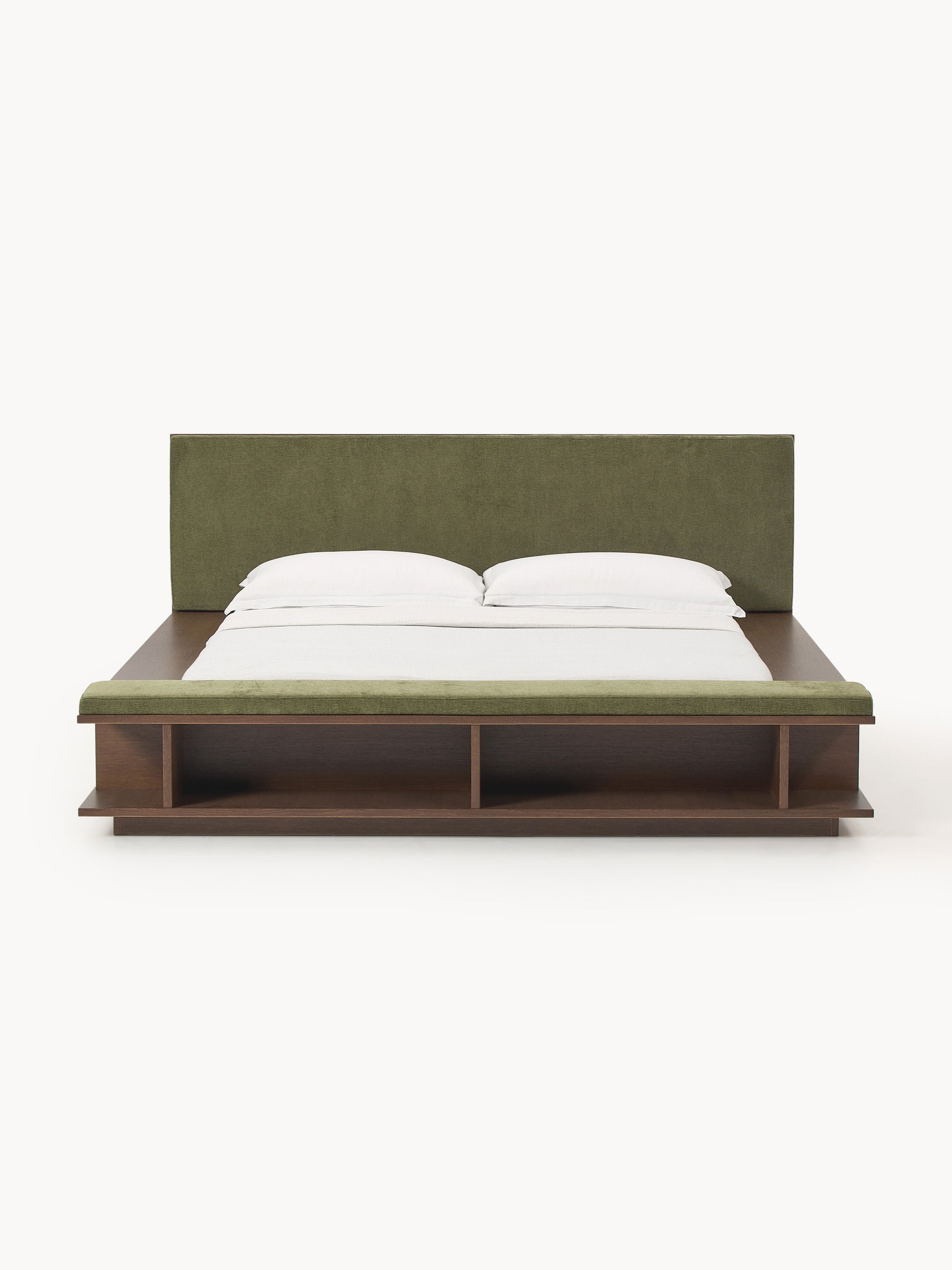 Clarveld Wooden Bed Frame with Bench and Side Shelves