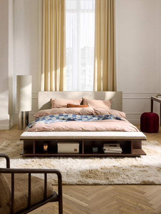 Clarveld Wooden Bed Frame with Bench and Side Shelves