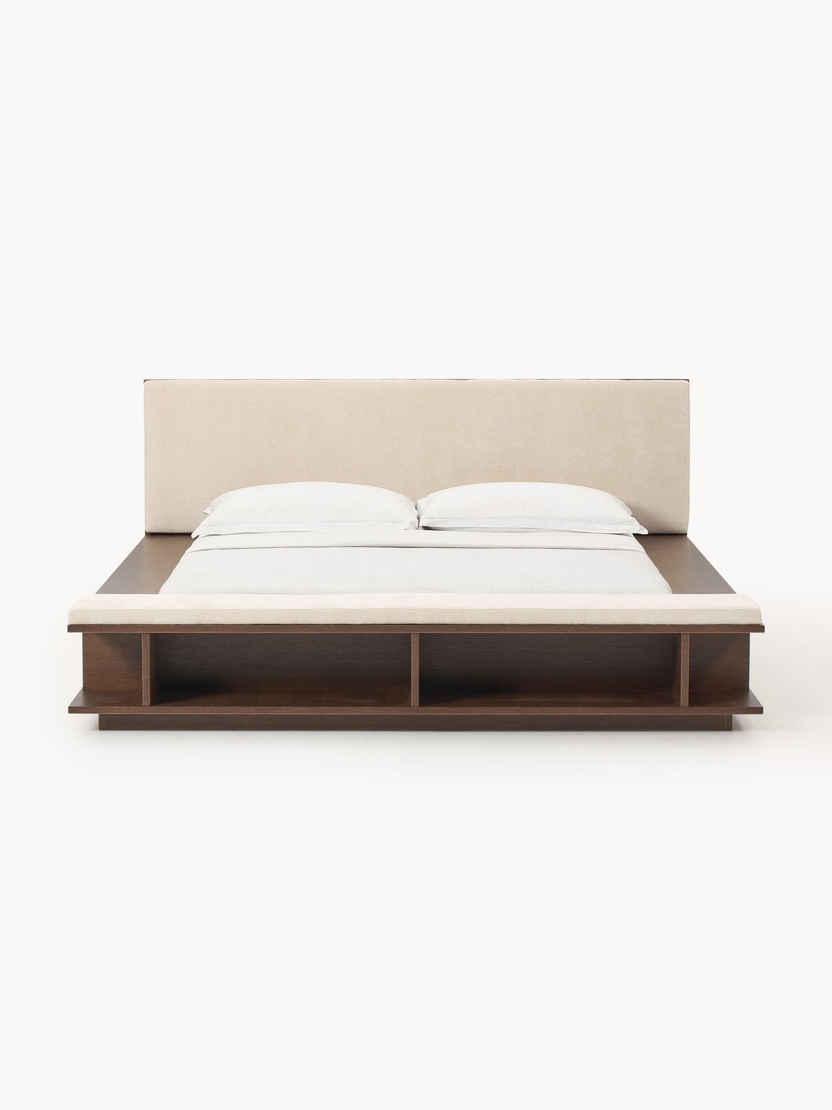 Clarveld Wooden Bed Frame with Bench and Side Shelves