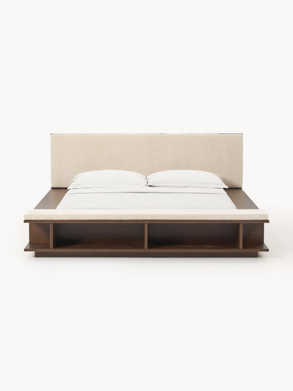 Clarveld Wooden Bed Frame with Bench and Side Shelves