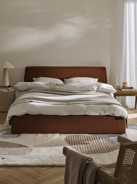 Clovinta Bouclé Upholstered Bed with Storage