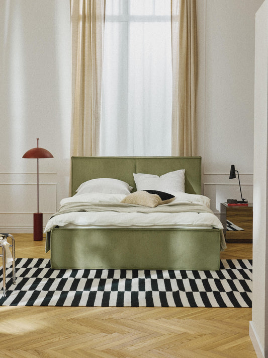 Drenalto Corduroy Upholstered Bed with Storage