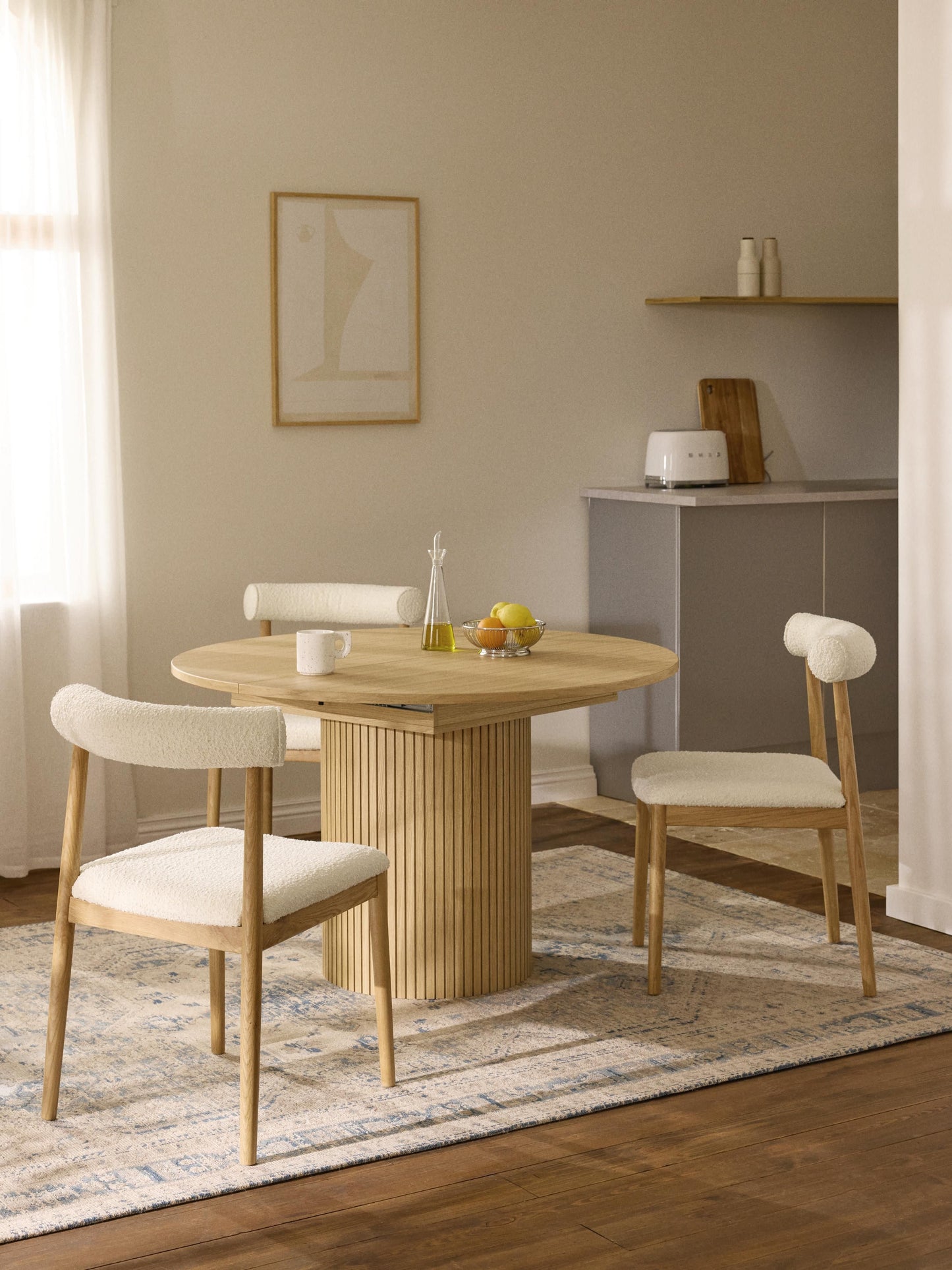 Filandri Extendable Dining Table with Grooved Texture, 120 - 160 x 75 cm