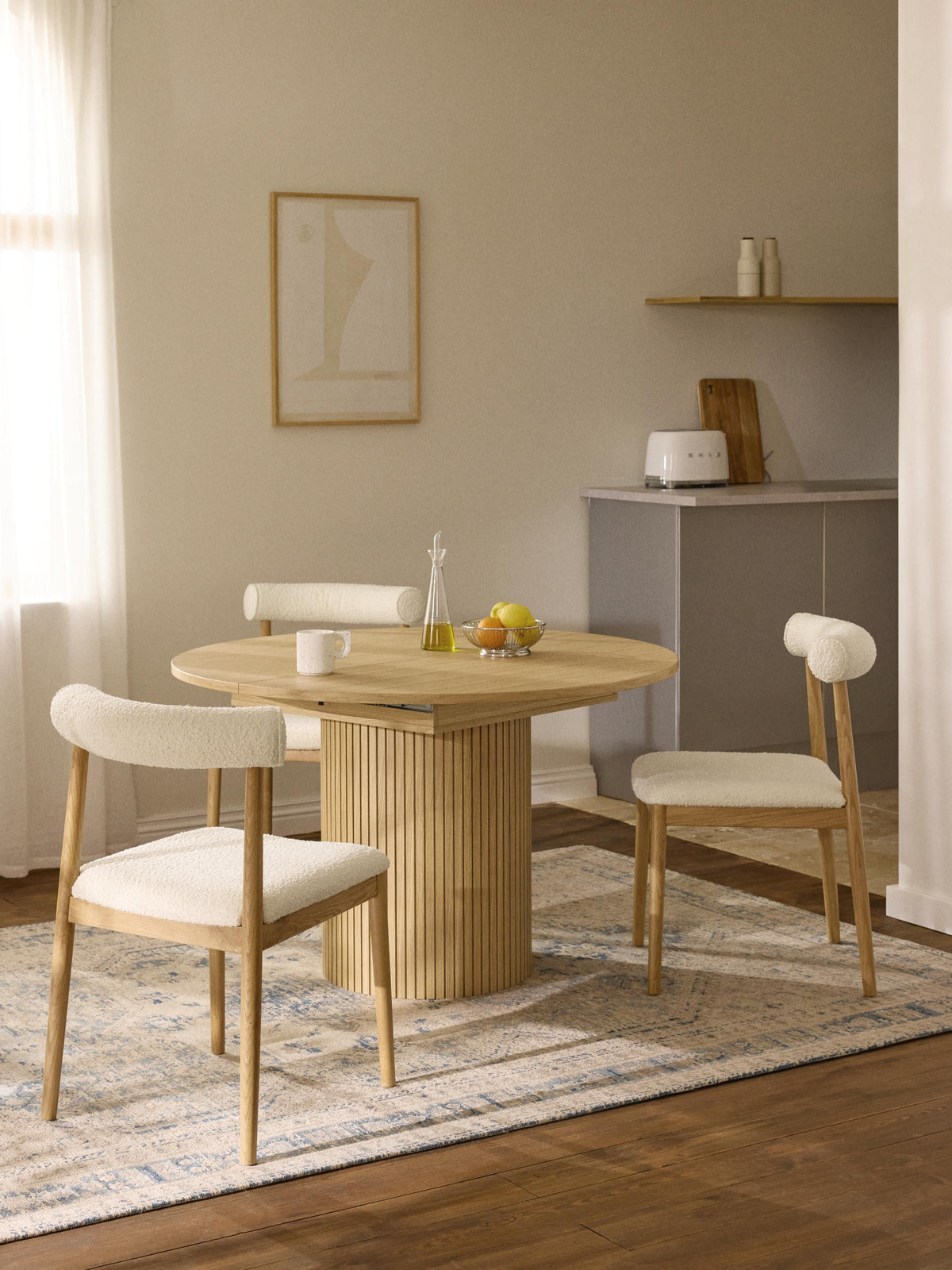 Filandri Extendable Dining Table with Grooved Texture, 120 - 160 x 75 cm