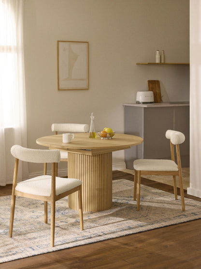 Filandri Extendable Dining Table with Grooved Texture, 120 - 160 x 75 cm