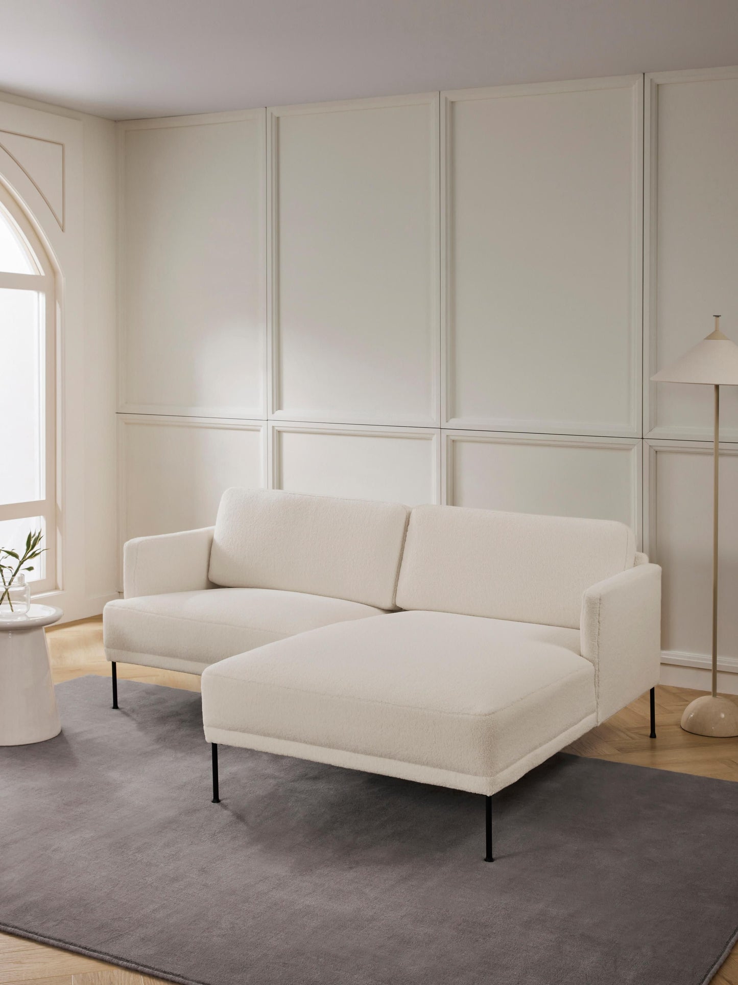 Fluvanni Small Corner Sofa in Teddy Fabric