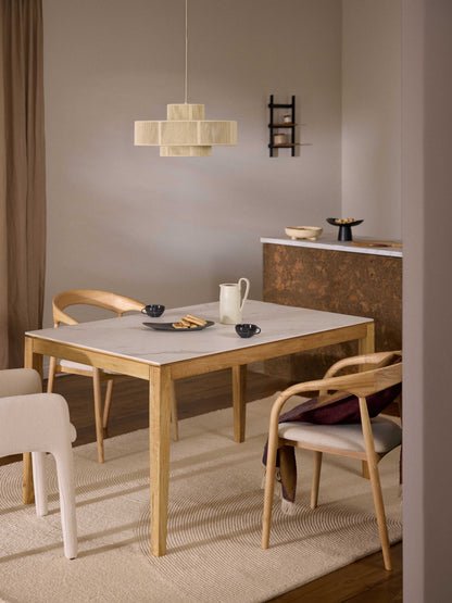 Jacarosi Dining Table with Marble-Look Tabletop, in Various Sizes