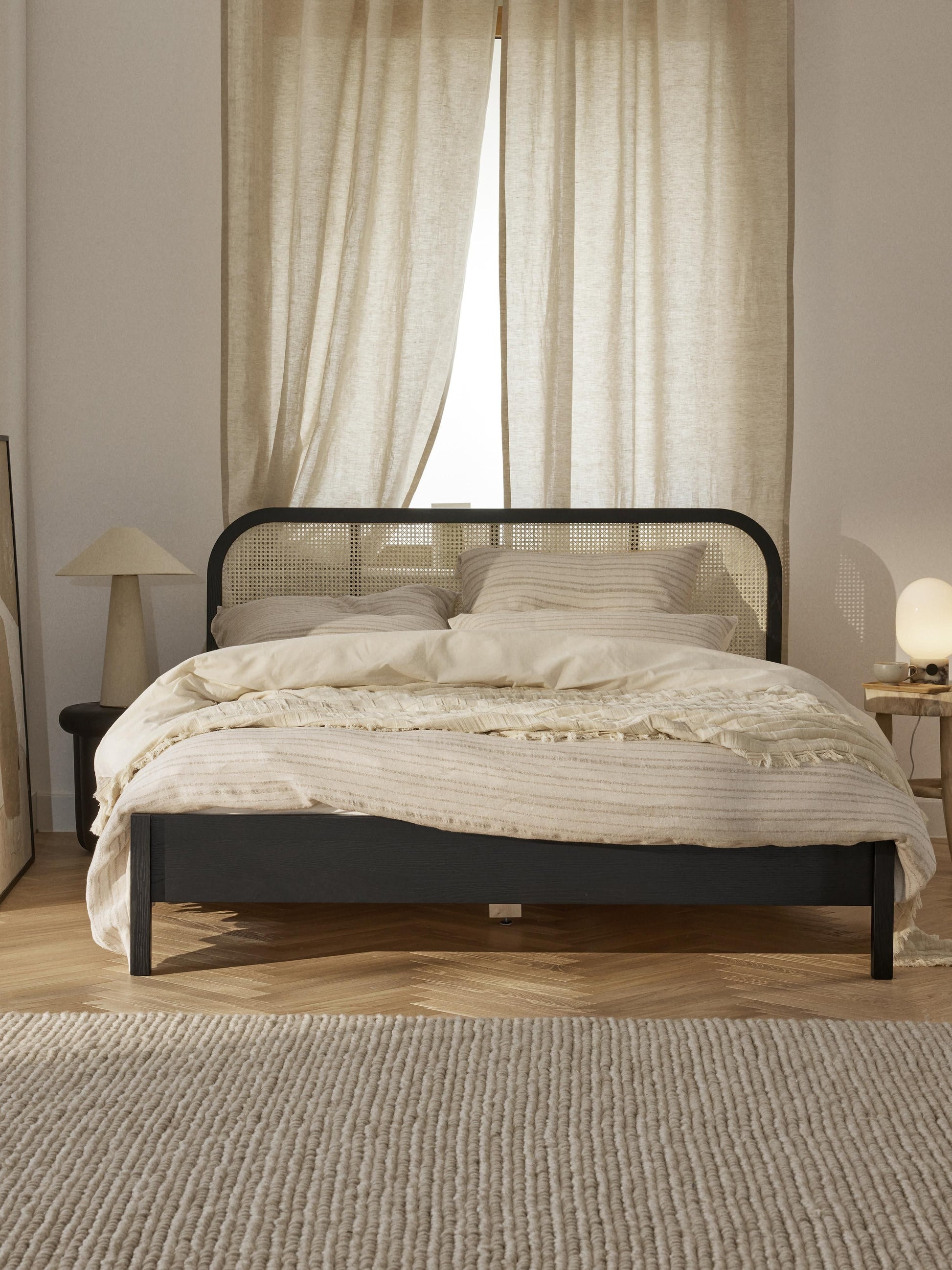 Jonsmark Wooden Bed with Vienna Cane Headboard