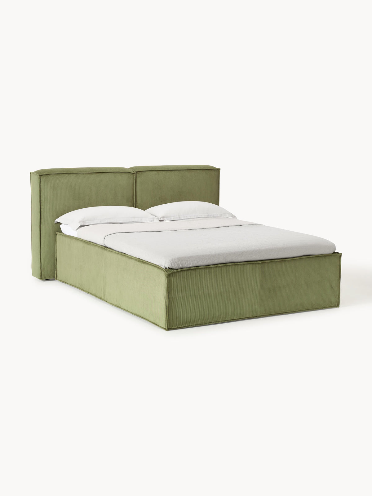 Lenfaro Box Spring Bed in Corduroy