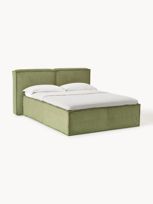 Lenfaro Box Spring Bed in Corduroy