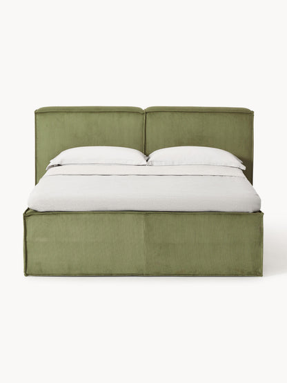 Lenfaro Box Spring Bed in Corduroy