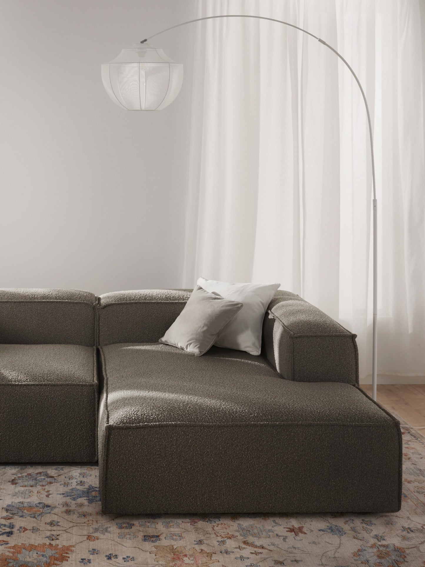 Lenfaro Corner Ottoman Module in Bouclé
