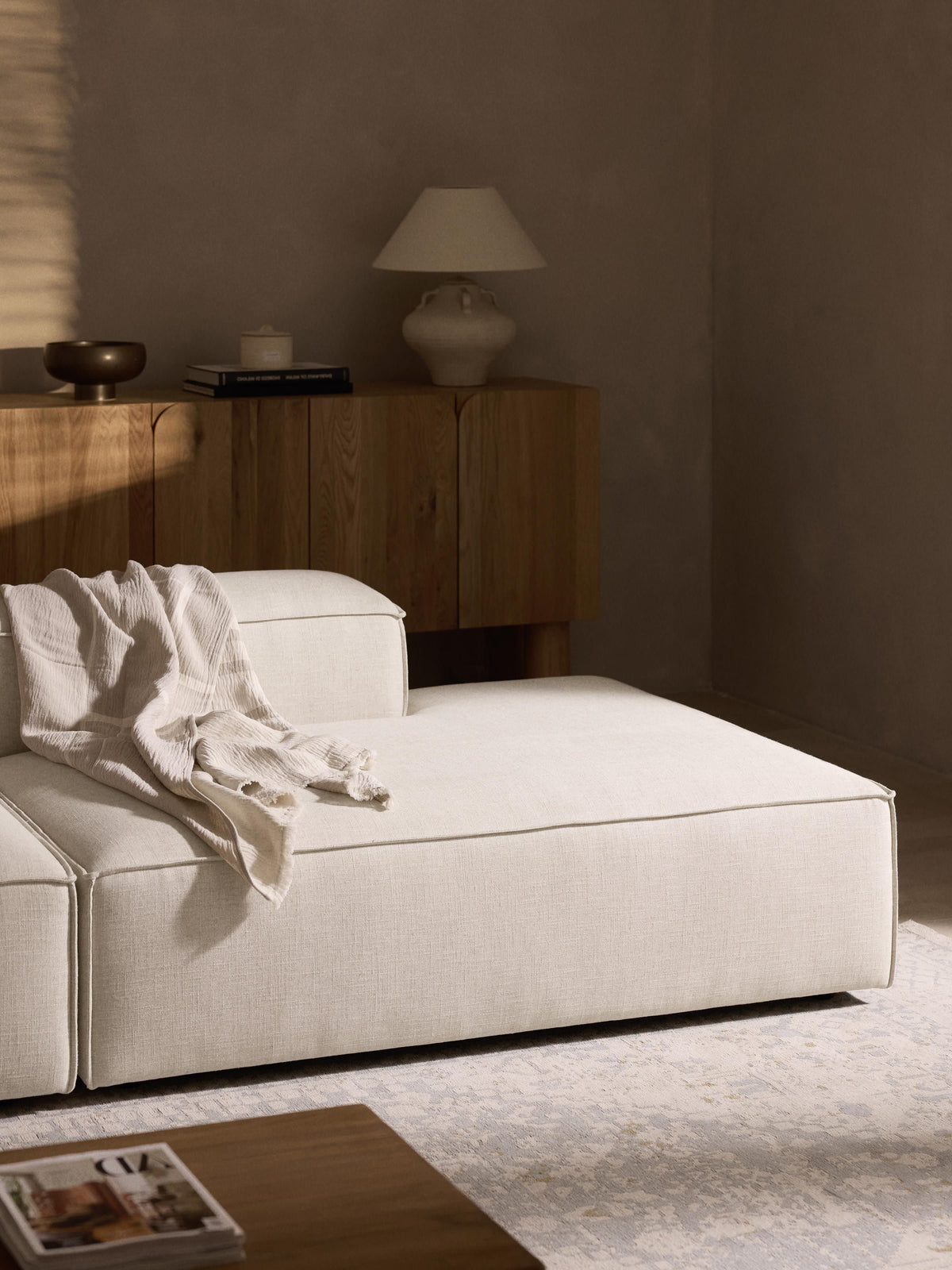 Lenfaro Linen Blend Ottoman Module