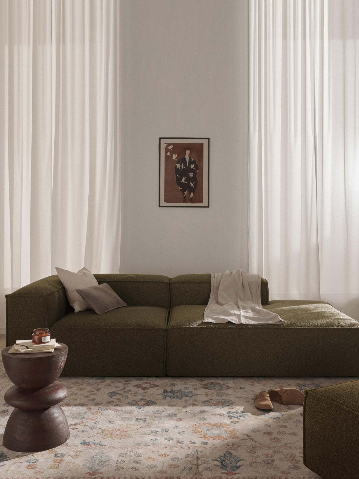 Lenfaro Modular Bouclé Ottoman