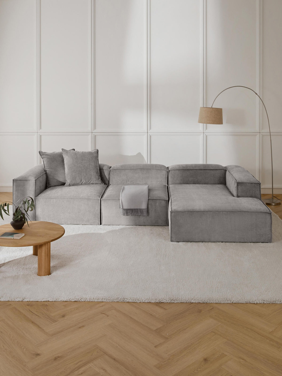 Lenfaro Modular Corduroy Corner Sofa (4-Seater)