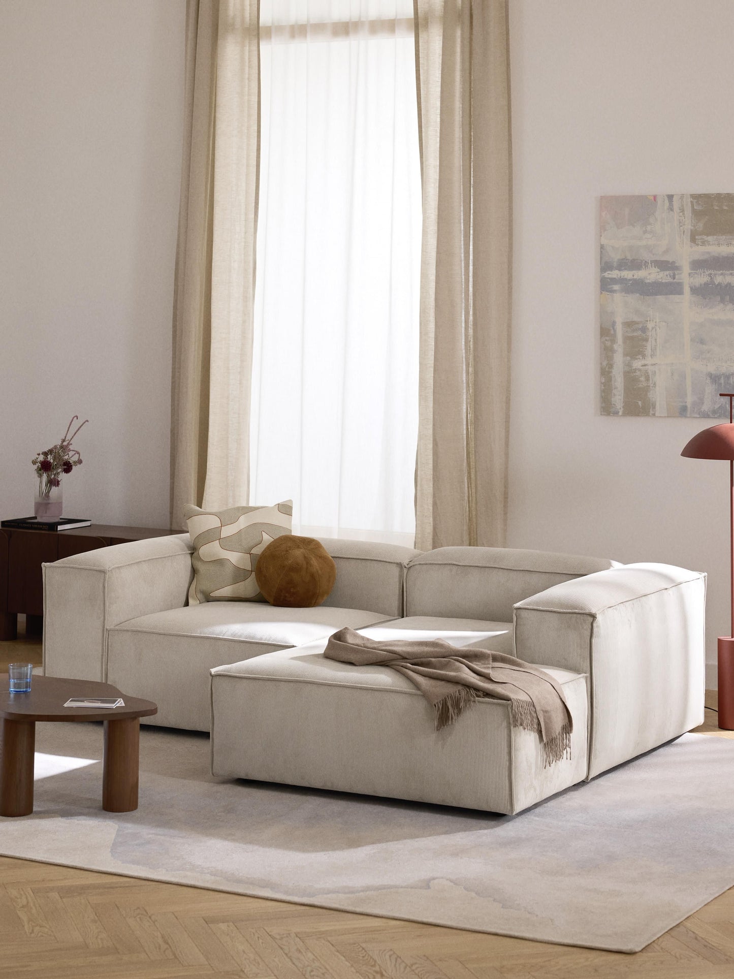 Lenfaro Modular Corner Sofa in Corduroy, 2-Seater