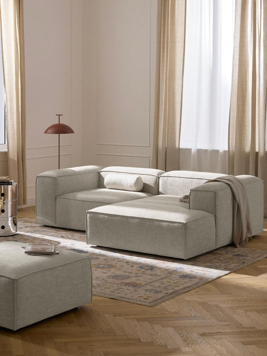 Lenfaro Modular Linen Blend Corner Sofa, 2-Seater