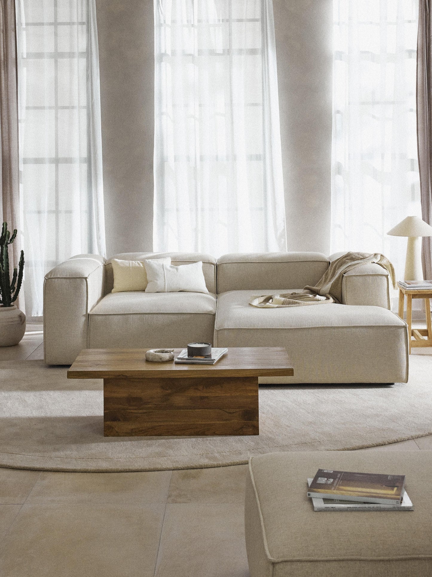 Lenfaro Modular Linen Blend Corner Sofa, 2-Seater