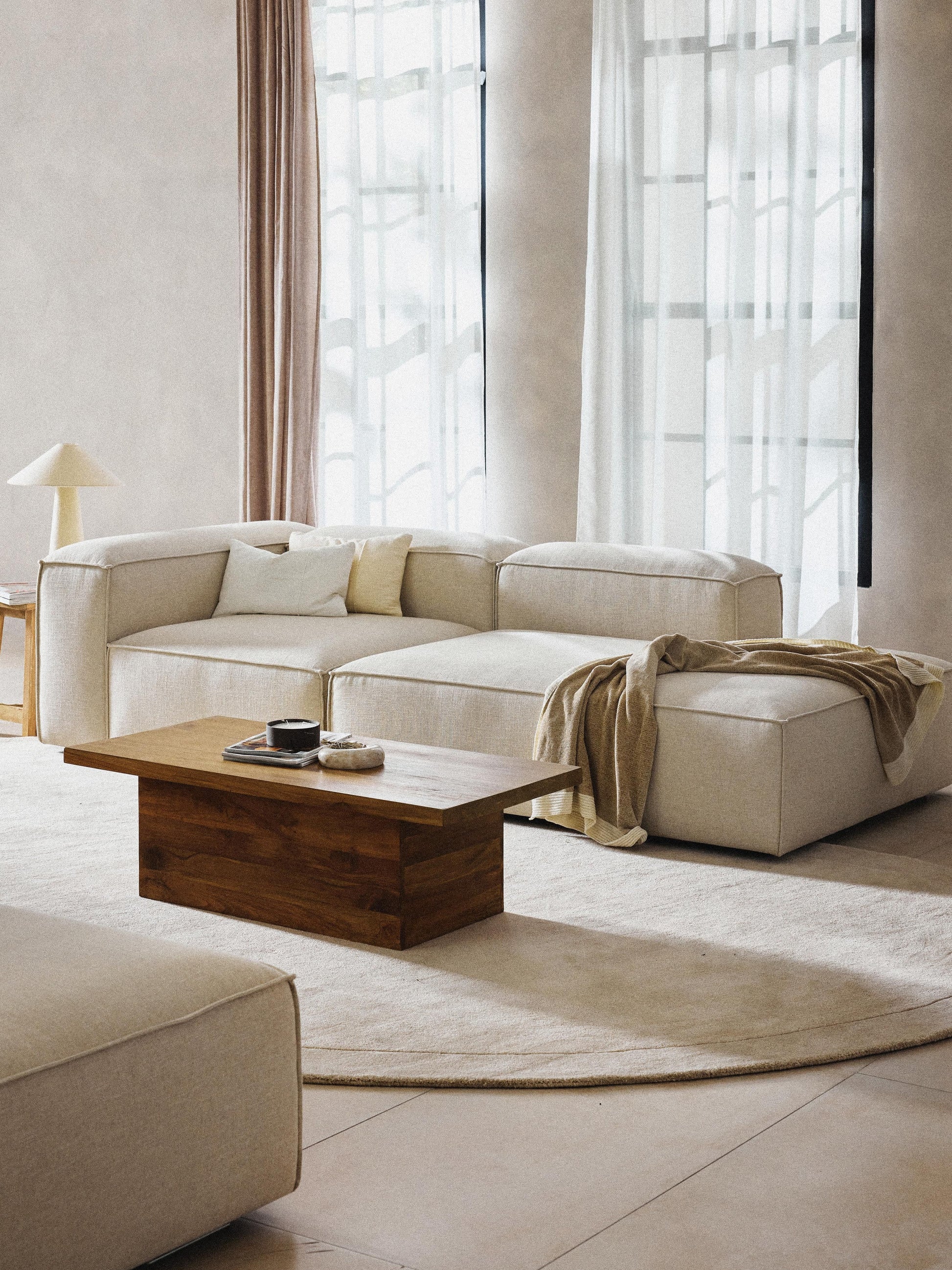 Lenfaro Modular Linen Blend Ottoman