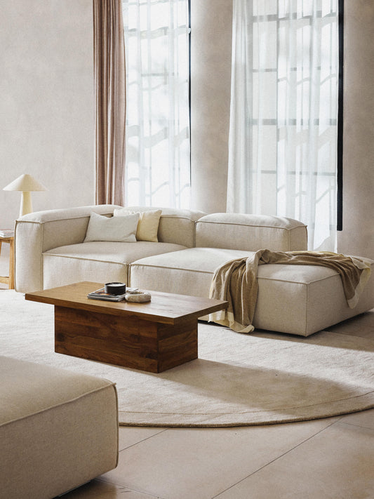Lenfaro Modular Linen Blend Ottoman